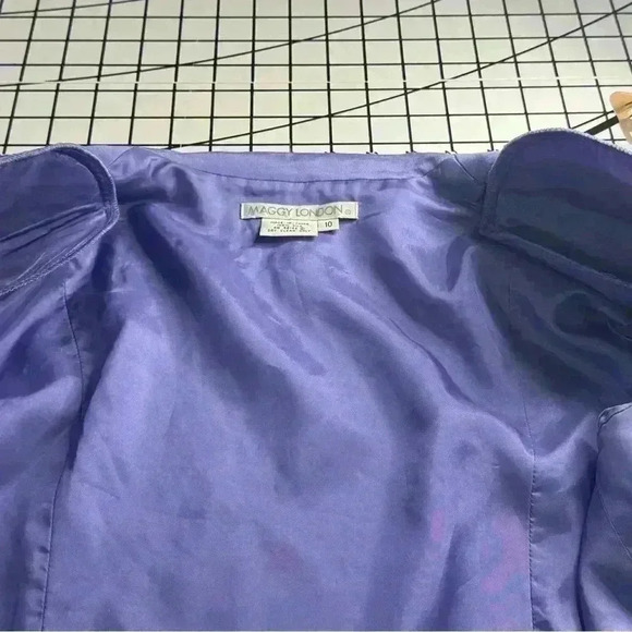 Maggy London 100% Silk Size 10 Purple Classic Jacket Faux Pockets - Picture 9 of 13
